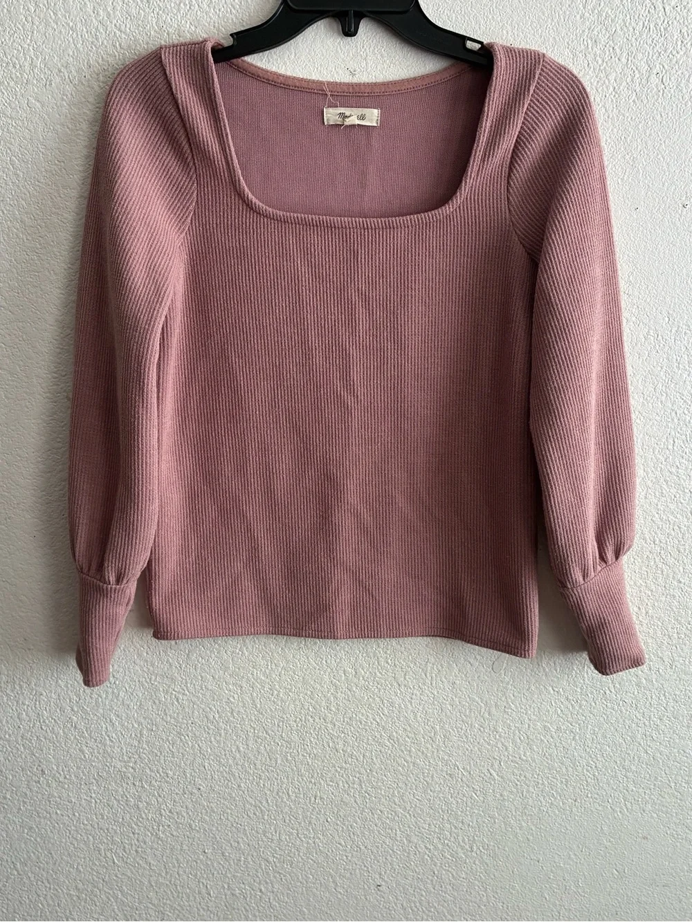 Madewell Ribbed Square-Neck Sweater in Dusty Mauve XS
